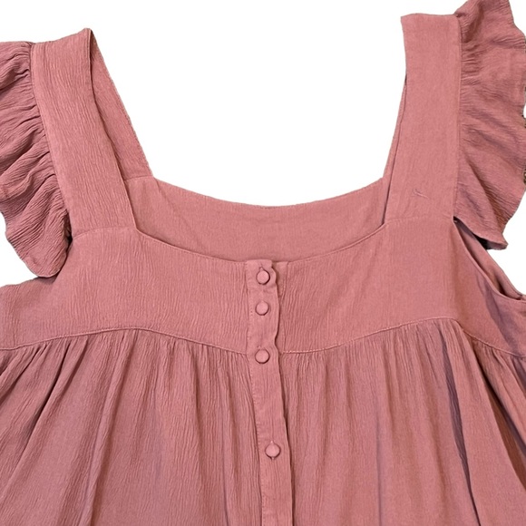 BOHME summer top shirt sleeveless ruffles buttons flowy XL extra large. - Picture 4 of 8